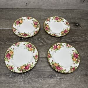 1962 Royal Albert Old Country Roses 6.25" Bread Plates England ~SET of 4